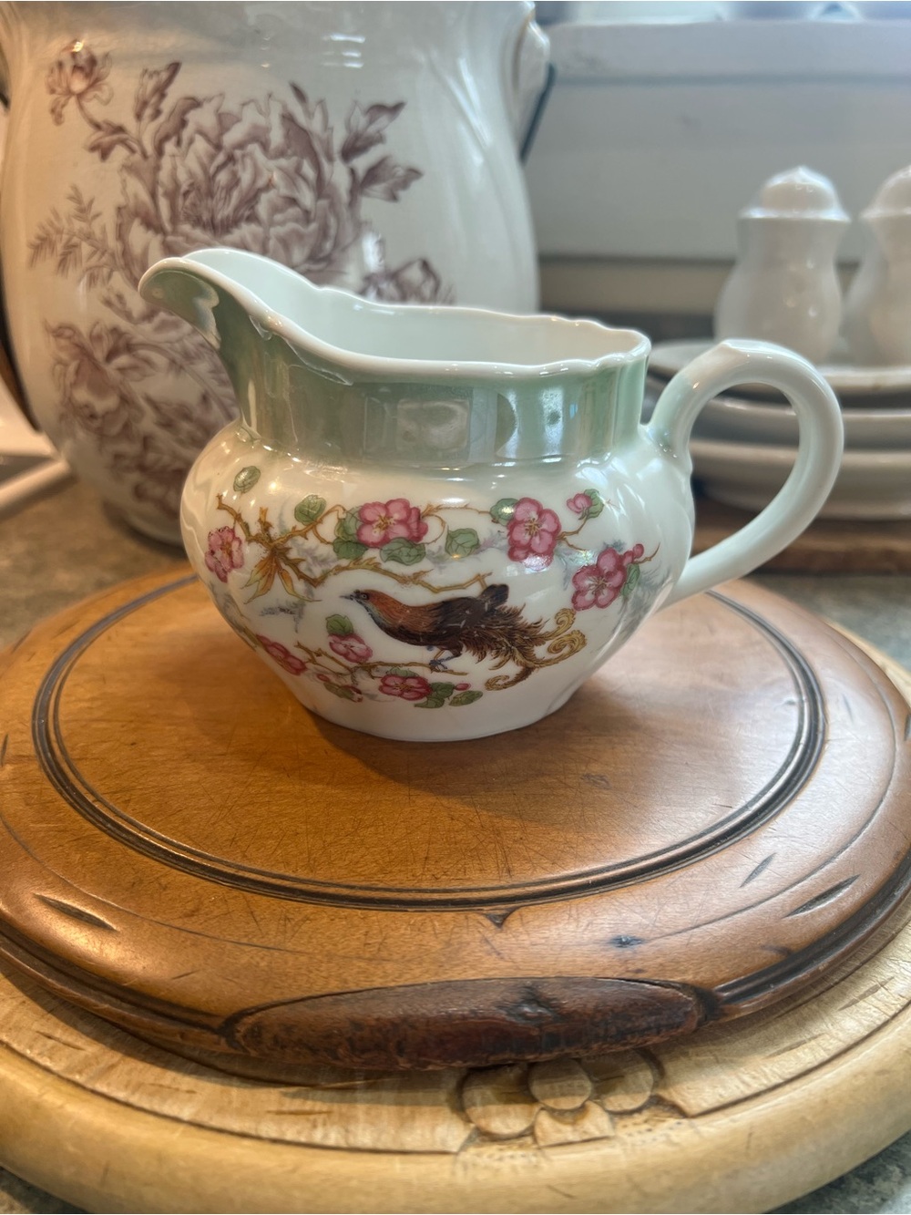 Antique German Porcelain Creamer/Small Bird Pitcher
Lusterware #236 EUC
